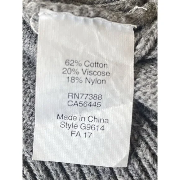 Madewell Tie-Cuff Pullover Sweater Crew Small Gray Color G9614 Cotton Blend - Picture 5 of 5